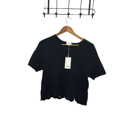 Seed Heritage Womens  Size M Short Sleeve Top Black BNWT$129