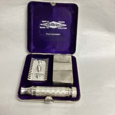 Vintage Gillette Tuckaway Shaving Set VGC