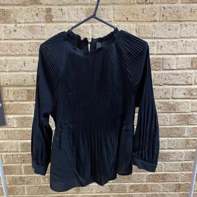 David Lawrence Womens black pleat blouse Size 14 