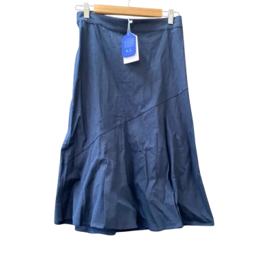Blue Illusion XS Stretch Linen Skirt Ink BNWT