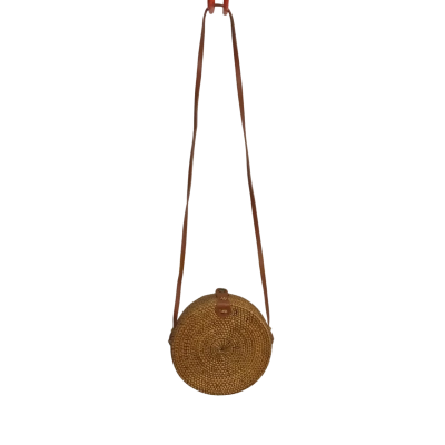 Unbranded Womens Round Woven Wicker Cross Body Bag 