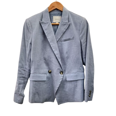 Trenery Womens Size 10 Linen Blazer Blue 