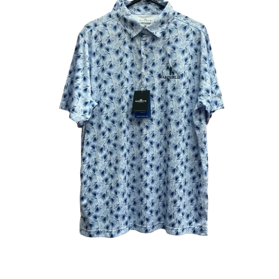 Sporte Mens Size L Blue Leaf Pattern Polo Shirt