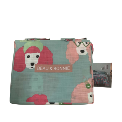 Beau and Bonnie Poodle Party Queen Quilt Cover Set - Blue/ Pink/ Green