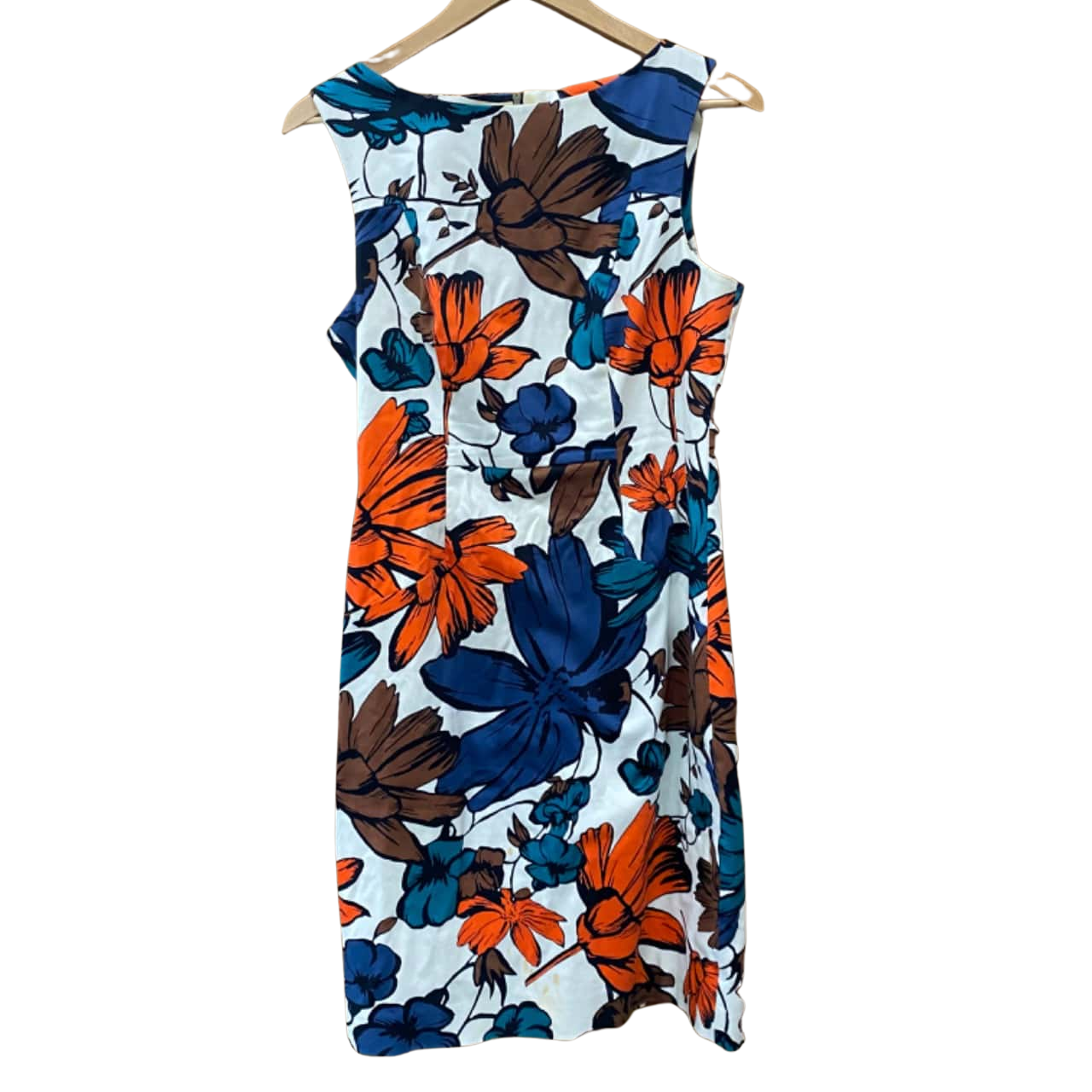 Cue In The City Navy & Orange Floral Dress Size 12(s)