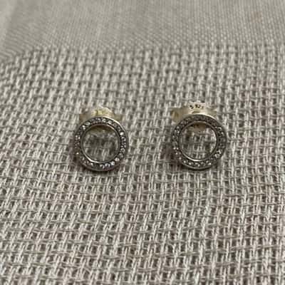 Womens 925 Silver Pandora Circle Stud Earrings