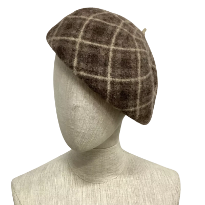  100% Wool Beret Brown 