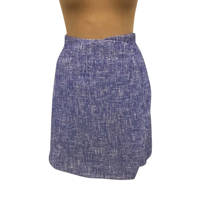 Veronika Maine A-Line Bouclé Skirt Size 8 Blue Cotton Blend