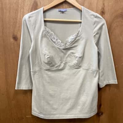 Sketa Beige Lace Trim Top Size M