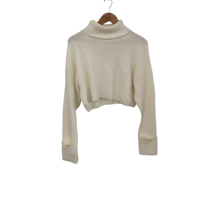Perfect Stranger Womens  Size 10 Cropped Jumper / Turtleneck Jumper White 