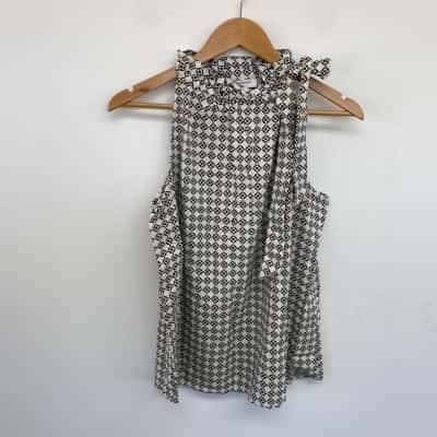 Sussan Oatmeal Linen Blend Sleeveless Top  Size 12 