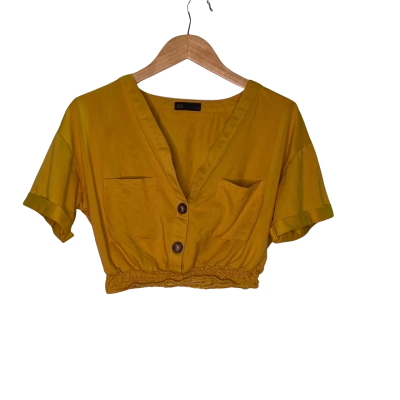 Seed Womens  Size S Cropped Top Yellow 