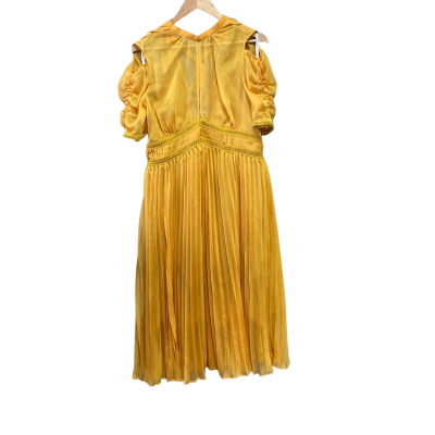 Self -Portrait Womens  Size 14 Pleated Dress Yellow 