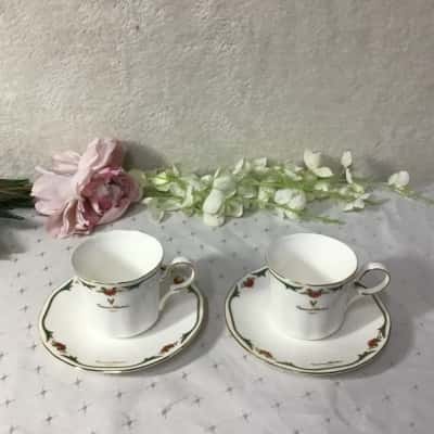 Vintage Giovanni Valentino Momoyama Porcelain Cup & Saucer (x 2 sets)
