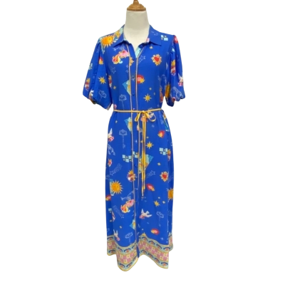 Sportsgirl Womens TAROT Dress - Size 14 Blue / Pattern 