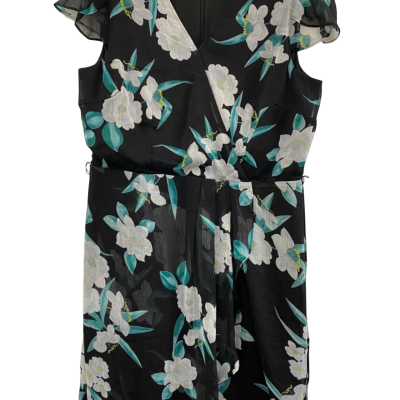  Womens  Size 16 Floral Dress / Midi Dress Black  / Blue / White 
