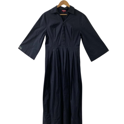 STAUD Women's Size Medium Pleated Fraille Black 3/4 Sleeve Maxi Dress