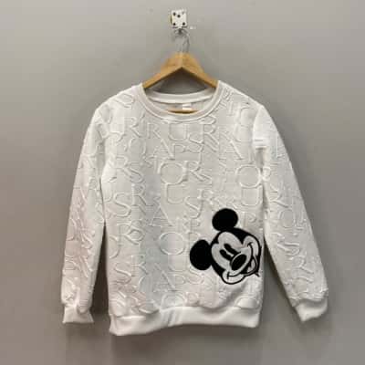 BNWOT Boutique Malibu Mickey Mouse Embossed Womens  Size XS Jumper Black  / White 