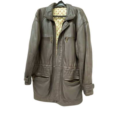  Mens  Size L Leather Jacket Brown 