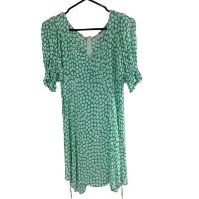 Faithfull The Brand Womens  Size 10 Floral Dress / Mini Dress / Short Sleeve Dress  Floral / Green / White 