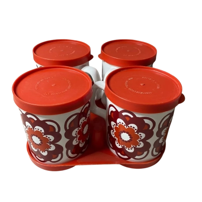 Staffordshire Potteries 4x Mugs + Stand 