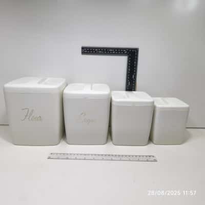 Vintage Light Grey Canister Set 4pcs (B Grade) As Is 
