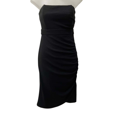 SNDYS Black Strapless Dress with a Ruched Side Size 8