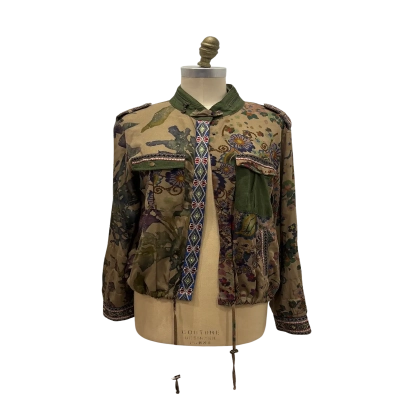 Desigual Womens  Size 42 Open Jacket Floral / Green 