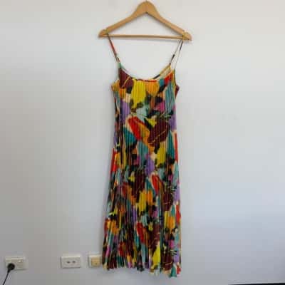 Gorman x Rebekah Callaghan Colourful Pattern Pleated Midi Dress  Size 8 