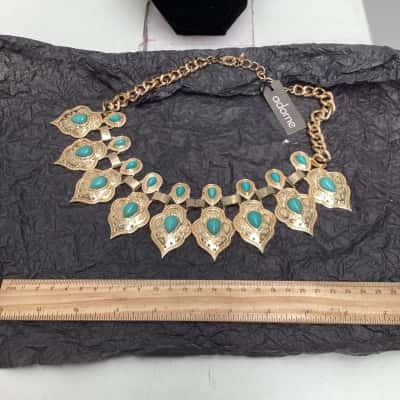 New Adorne Womens Necklace Gold/turquoise tone 