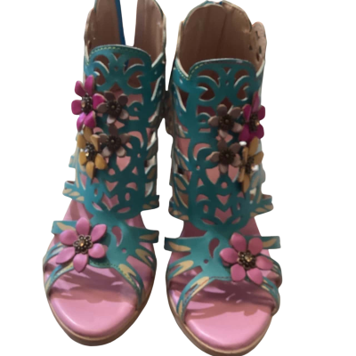 Womens  Size 31 Heels Mustard / Pink  / Teal 