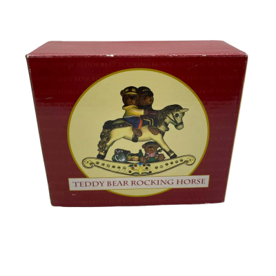 Beautiful Teddy Bear Rocking Horse Resin Figure 7 x 9 cm Retired Gibson