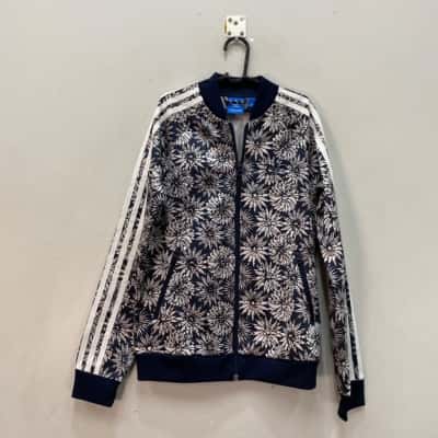 Adidas Kids  Size 11 - 12 Lightweight Zip up Jackets  Blue / Floral / White 