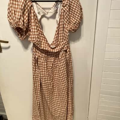  All about may Womens  Size 14 Short Sleeve Dress  Brown / Checked / White 