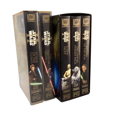 Vintage Star Wars VHS Collection Set – Original Trilogy Box Set & Prequels (5 Tapes Total)