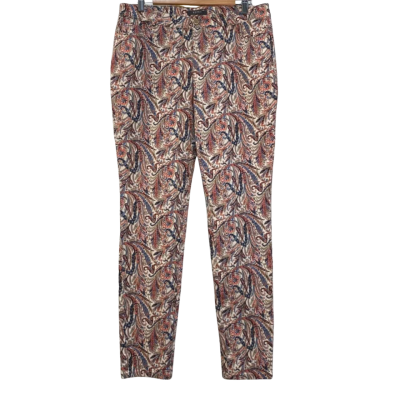 Esprit Womens  Size 14 Slim Fit Pants Cream / Multicoloured 