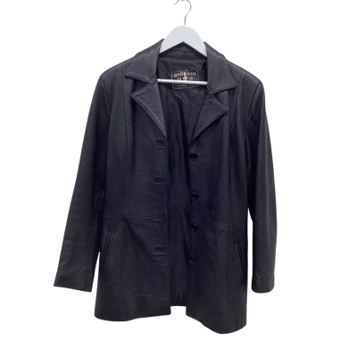 Giorgio 1966 Black Genuine Leather Jacket Approx Size 12 Made in Italy