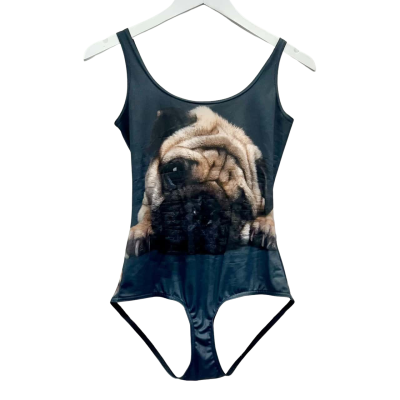 SPRING SPECIAL Blackmilk One Piece Leotard Pug Design Size S