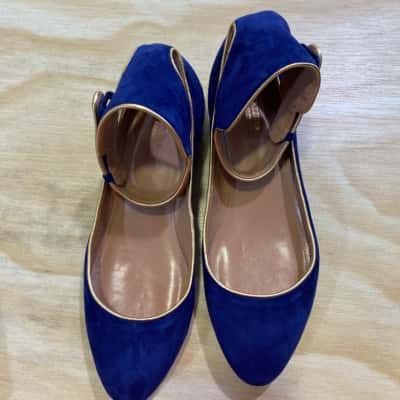 Aquazzurra Womens Shoes Size 39 Flats Blue / Gold 