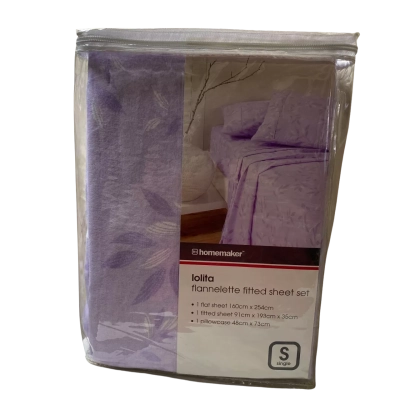 Homemaker Lolita Flannelette Fitted Sheet Set 