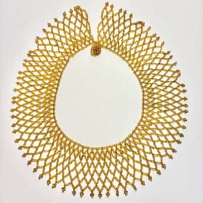  Vtg. Retro Dark Gold Seed Bead Choker Style Necklace