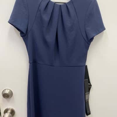 Cue Womens  Size 12 Casual Dress Navy Blue 