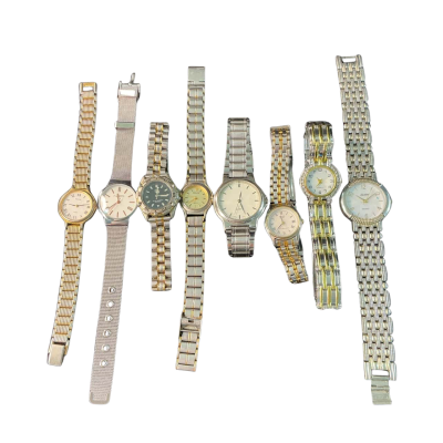 Bulk lot silver-tone watch collection (8) UNTESTED 