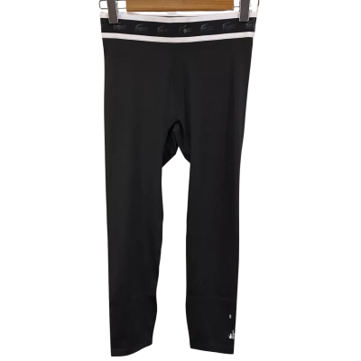 BNWT Lacoste Womens Size L Cropped Workout Tights Black / White 