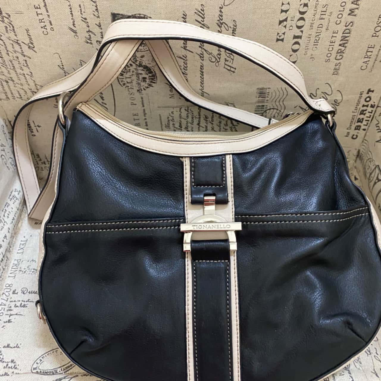 tignanello black leather purse