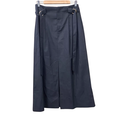 The Fated Black Linen-Blend Midi Skirt Size 12