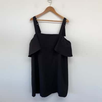 French Connection Black Off Shoulder Short SLeeve Mini Dress  Size 14 
