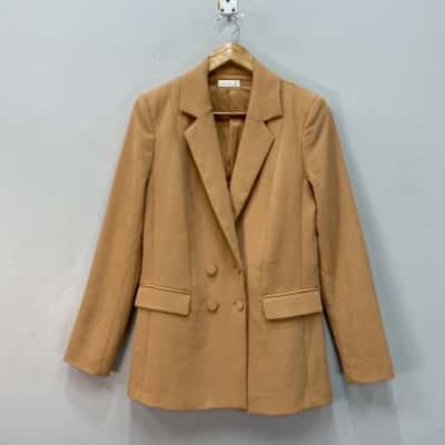 Kookai Womens  Size 10 / 38 Double Breasted Suit Jacket Beige 