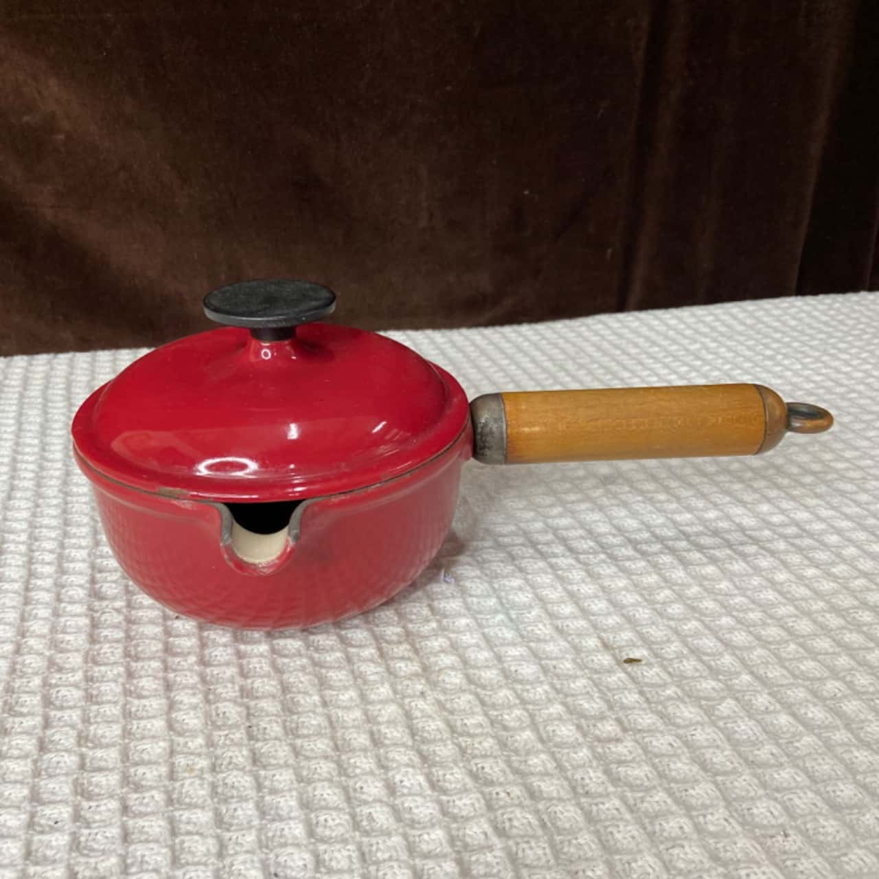 Casserole avec bec verseur vintage Le Creuset Cousances bleu