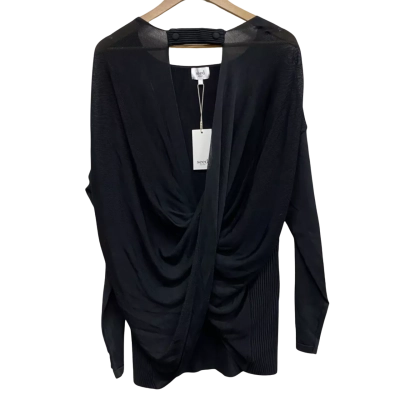 Seed Heritage Women’s Draped Knit Top Size L Black  